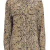 Equipment - Beige & Black Snakeskin Print Long Sleeve Button Front Sz M