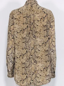 Equipment - Beige & Black Snakeskin Print Long Sleeve Button Front Sz M