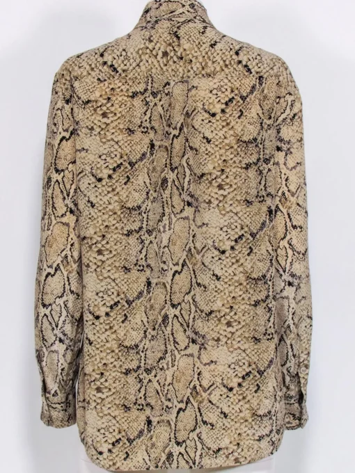 Equipment - Beige & Black Snakeskin Print Long Sleeve Button Front Sz M
