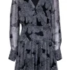 Equipment - Black & White Long Sleeve Abstract Print Dress Sz 6