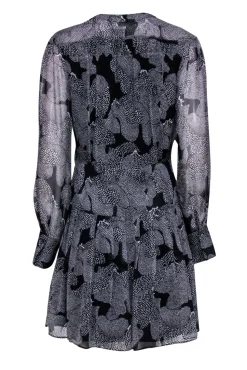 Equipment - Black & White Long Sleeve Abstract Print Dress Sz 6