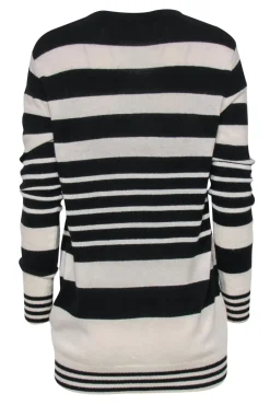 Equipment - Black & White Striped Tunic-Style Cashmere Sweater Sz S