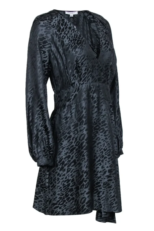 Equipment - Black Silk Blend Leopard Print "Alexandria" Dress Sz 8