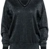 Equipment - Black Sparkle V-Neckline Swaeter Sz XS