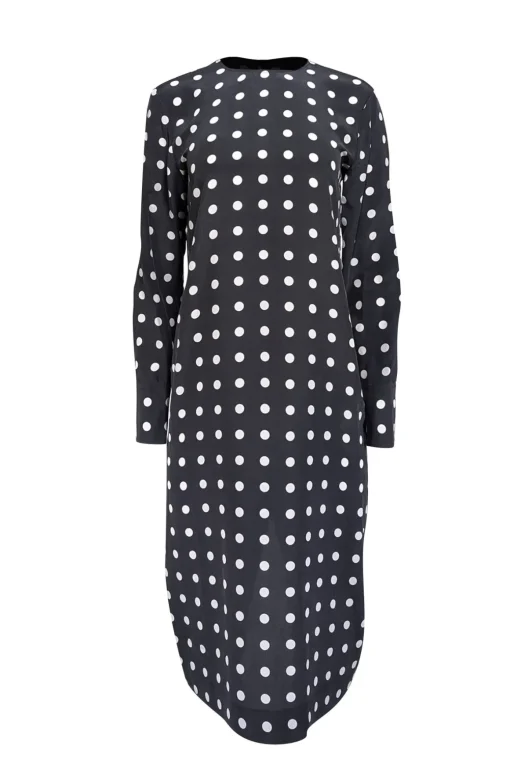 Equipment - Black w/ Cream Polka Dot Print Silk Dress Sz S