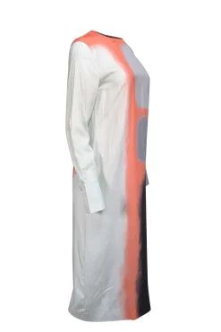 Equipment - Grey, Orange, Mint, & Black Print Silk Blend Dress Sz S