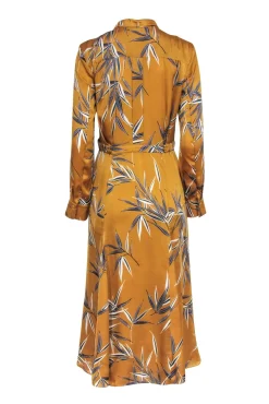 Equipment - Mustard Yellow Leaf Print Long Sleeve Dress Sz 6