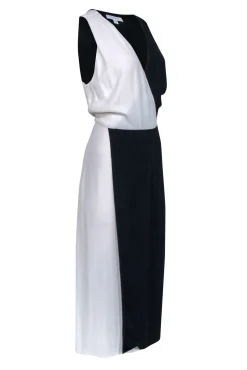 Equipment - Navy & Cream Color Block Sleeveless Dress Sz 10