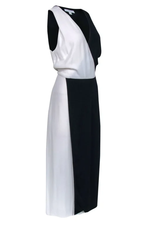 Equipment - Navy & Cream Color Block Sleeveless Dress Sz 10