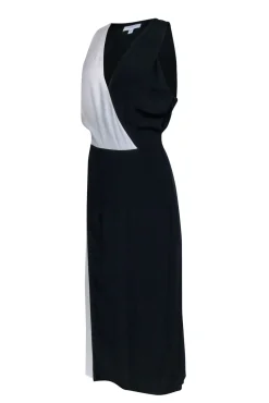 Equipment - Navy & Cream Color Block Sleeveless Dress Sz 10