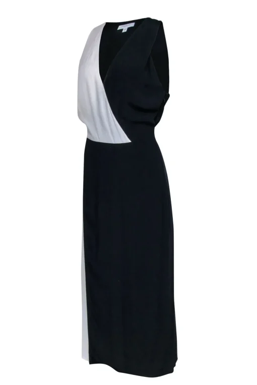 Equipment - Navy & Cream Color Block Sleeveless Dress Sz 10