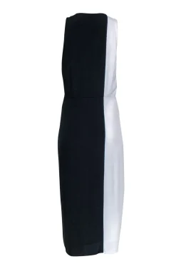 Equipment - Navy & Cream Color Block Sleeveless Dress Sz 10