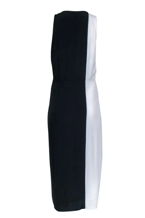 Equipment - Navy & Cream Color Block Sleeveless Dress Sz 10