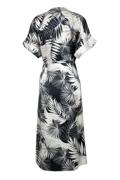 Equipment - Navy & Off-White Leaf Print Silk Midi Dress Sz 6