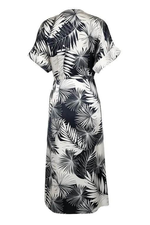 Equipment - Navy & Off-White Leaf Print Silk Midi Dress Sz 6