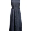 Equipment - Navy w/ White Polka Dot Print Sleeveless Dress Sz 8