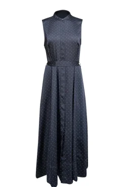 Equipment - Navy w/ White Polka Dot Print Sleeveless Dress Sz 8