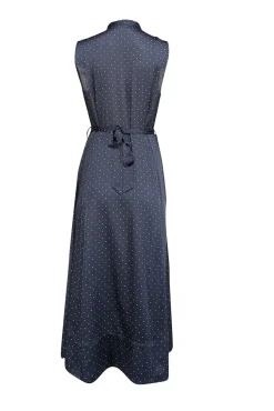 Equipment - Navy w/ White Polka Dot Print Sleeveless Dress Sz 8
