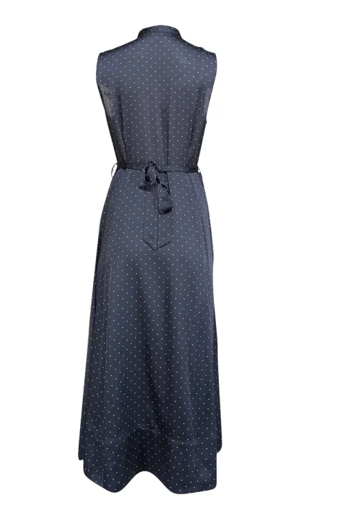 Equipment - Navy w/ White Polka Dot Print Sleeveless Dress Sz 8