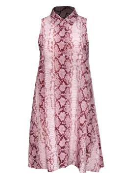 Equipment - Pink Snakeskin Print Silk Button-Up Dress Sz S