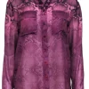Equipment - Purple Snakeskin Print Button-Up Silk Blouse Sz S