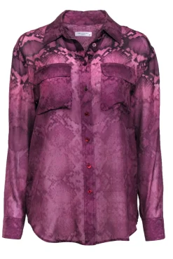 Equipment - Purple Snakeskin Print Button-Up Silk Blouse Sz S