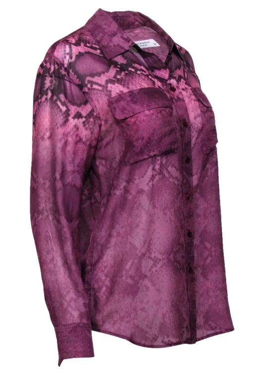 Equipment - Purple Snakeskin Print Button-Up Silk Blouse Sz S