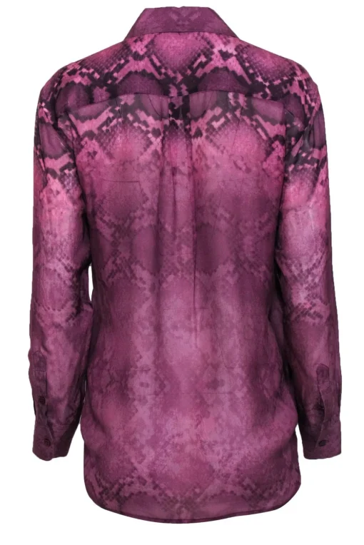 Equipment - Purple Snakeskin Print Button-Up Silk Blouse Sz S