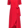 Equipment - Red Layered Skirt Maxi Wrap Dress Sz S