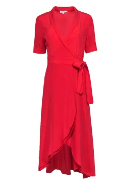 Equipment - Red Layered Skirt Maxi Wrap Dress Sz S