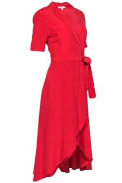 Equipment - Red Layered Skirt Maxi Wrap Dress Sz S