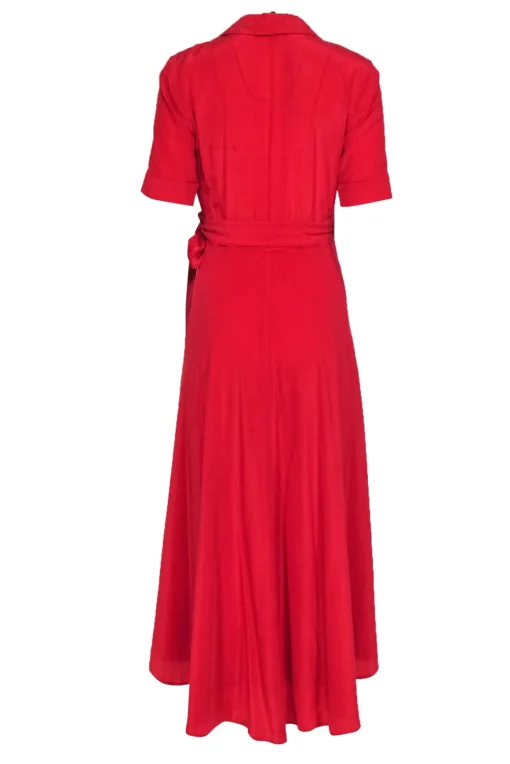 Equipment - Red Layered Skirt Maxi Wrap Dress Sz S