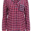 Equipment - Red, Navy & White Plaid Print Silk Button-Up Shirt Sz S