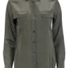 Equipment - Sage Green Silk Button Up Blouse Sz XS