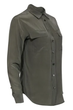 Equipment - Sage Green Silk Button Up Blouse Sz XS