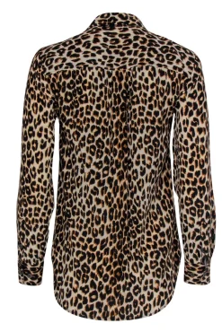 Equipment - Tan & Brown Leopard Print Silk Collard Blouse Sz XS