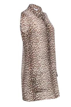 Equipment - Tan, Beige, & Black Leopard Print Silk Sleeveless Dress Sz S
