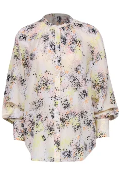 Equipment - White Floral Print Long Sleeve Peasant Blouse Sz M