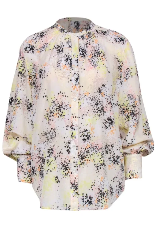 Equipment - White Floral Print Long Sleeve Peasant Blouse Sz M