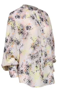 Equipment - White Floral Print Long Sleeve Peasant Blouse Sz M