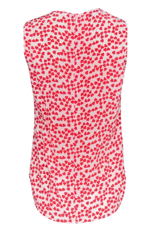 Equipment - White Silk Tank Blouse w/ Red Hearts Sz XS