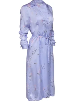 Equipment- Lavender Print Silk Button Front Shirt Dress Sz S