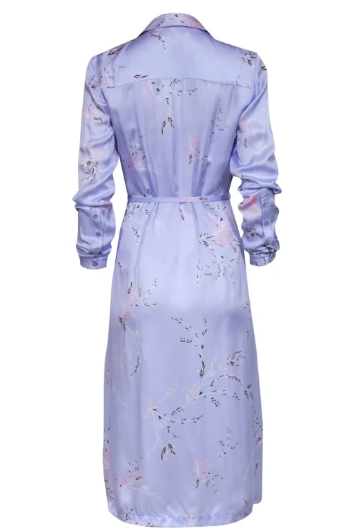 Equipment- Lavender Print Silk Button Front Shirt Dress Sz S