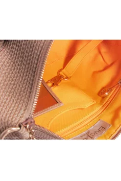Eric Javits - Beige Woven Shoulder Bag w/ Braided Chain Strap