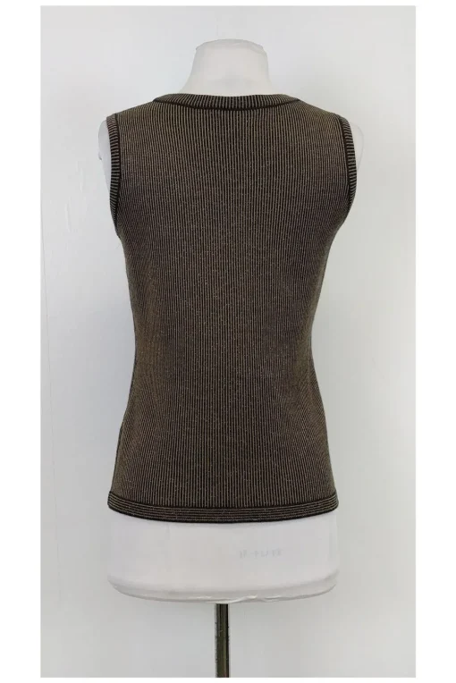 Escada - Black & Tan Striped Knit Tank Sz 2