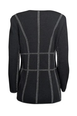 Escada - Black Knit Jacket w/ Cream Trim Detail Sz 8