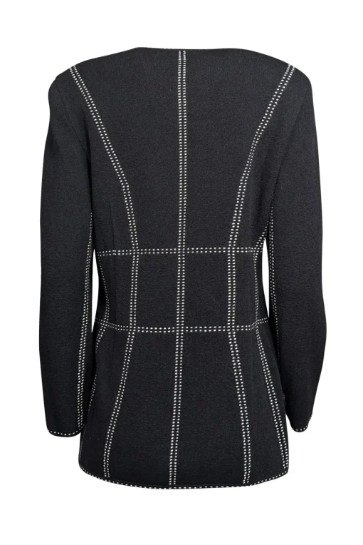 Escada - Black Knit Jacket w/ Cream Trim Detail Sz 8