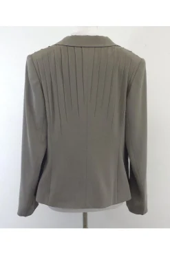 Escada - Grey Pleated Shoulder Single Button Blazer Sz 14