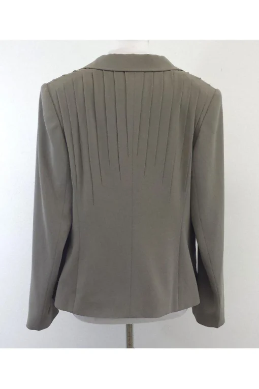 Escada - Grey Pleated Shoulder Single Button Blazer Sz 14