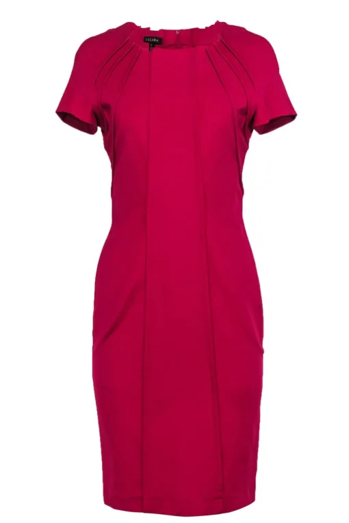 Escada - Magenta Midi Cap Sleeve Sheath Dress Sz 6